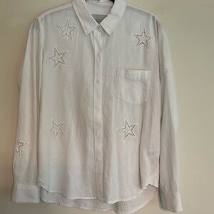 Rails Charli Shirt~Eyelet Stars~Size Small~Lightweight Linen~Retail $188~NWOT
